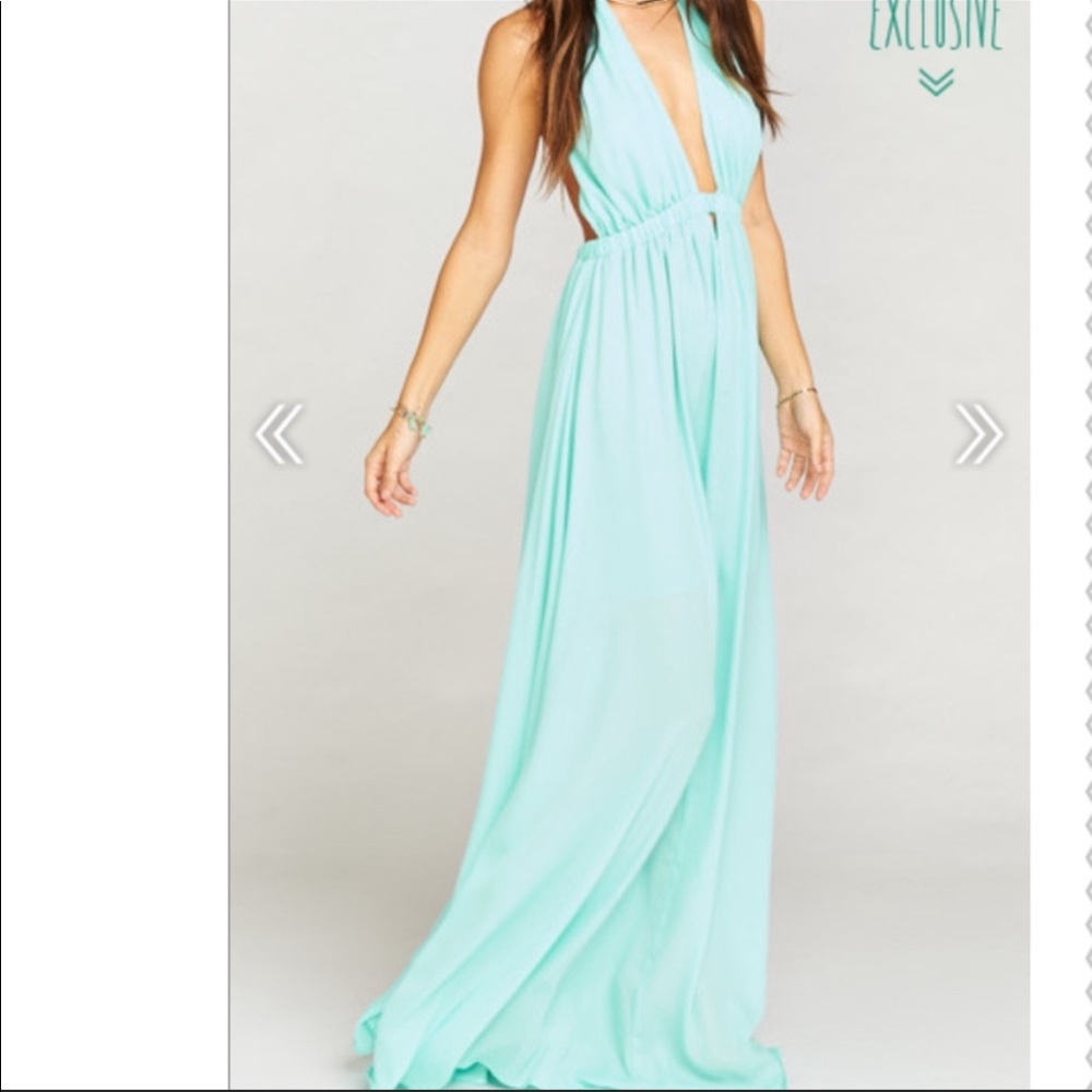 | SOLD | Show Me Your MuMu Luna Halter Dress Sea Glass NWT